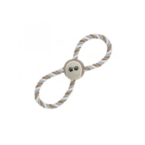 Juguete para Perros Pelota marron y gris doble tirador 11 cm Arquivet