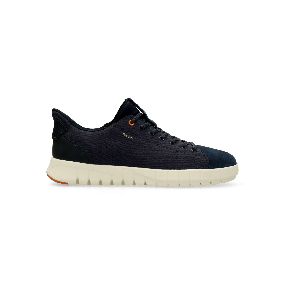 Geox - Zapatillas urbanas Flextride Plus para hombre de piel y lona con suela de goma absorbente y sistema Fast-in para calzado rápido