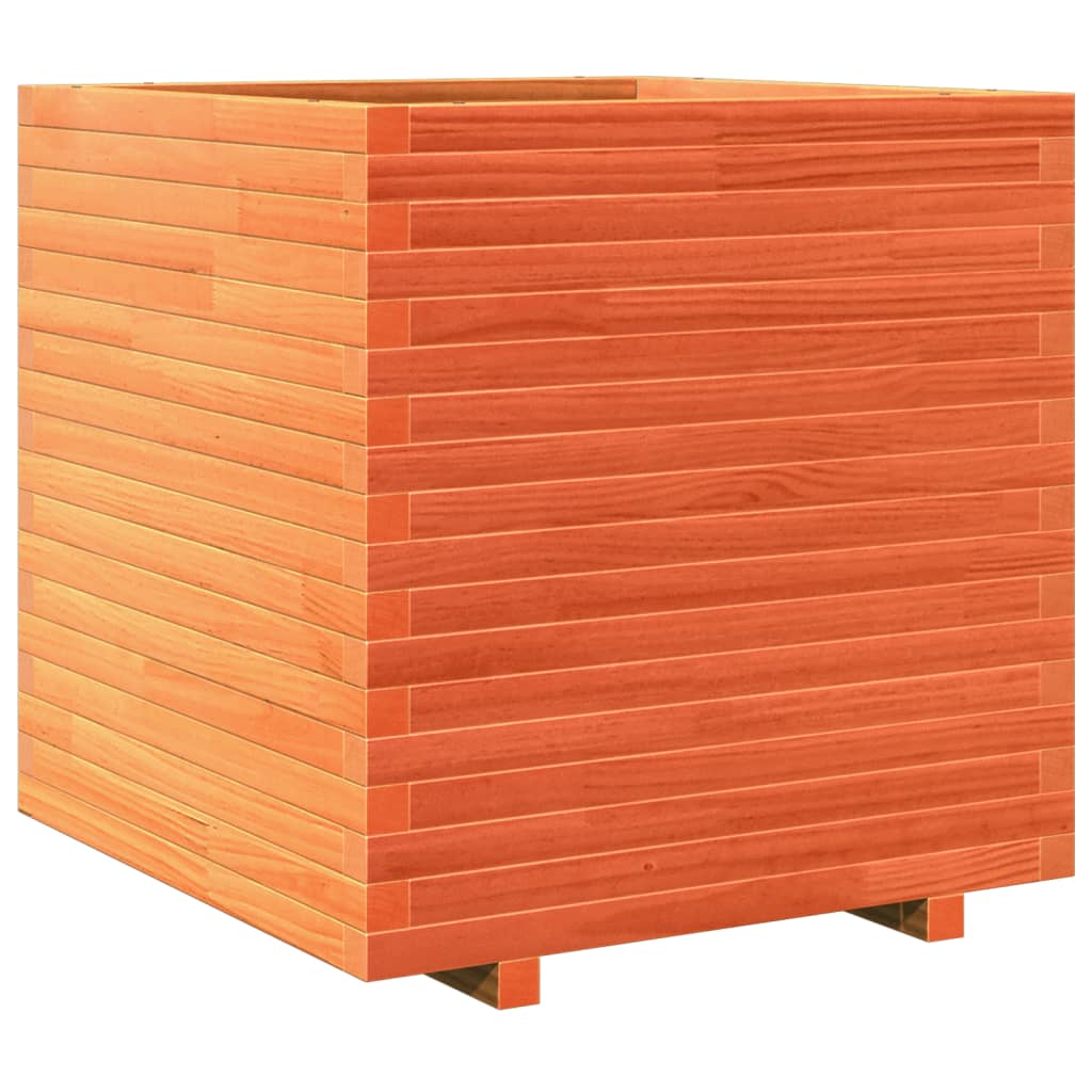 vidaXL Jardinera de madera maciza de pino 70x70x72 cm Color Pino natural,  Blanco,  Marrón cera y mas