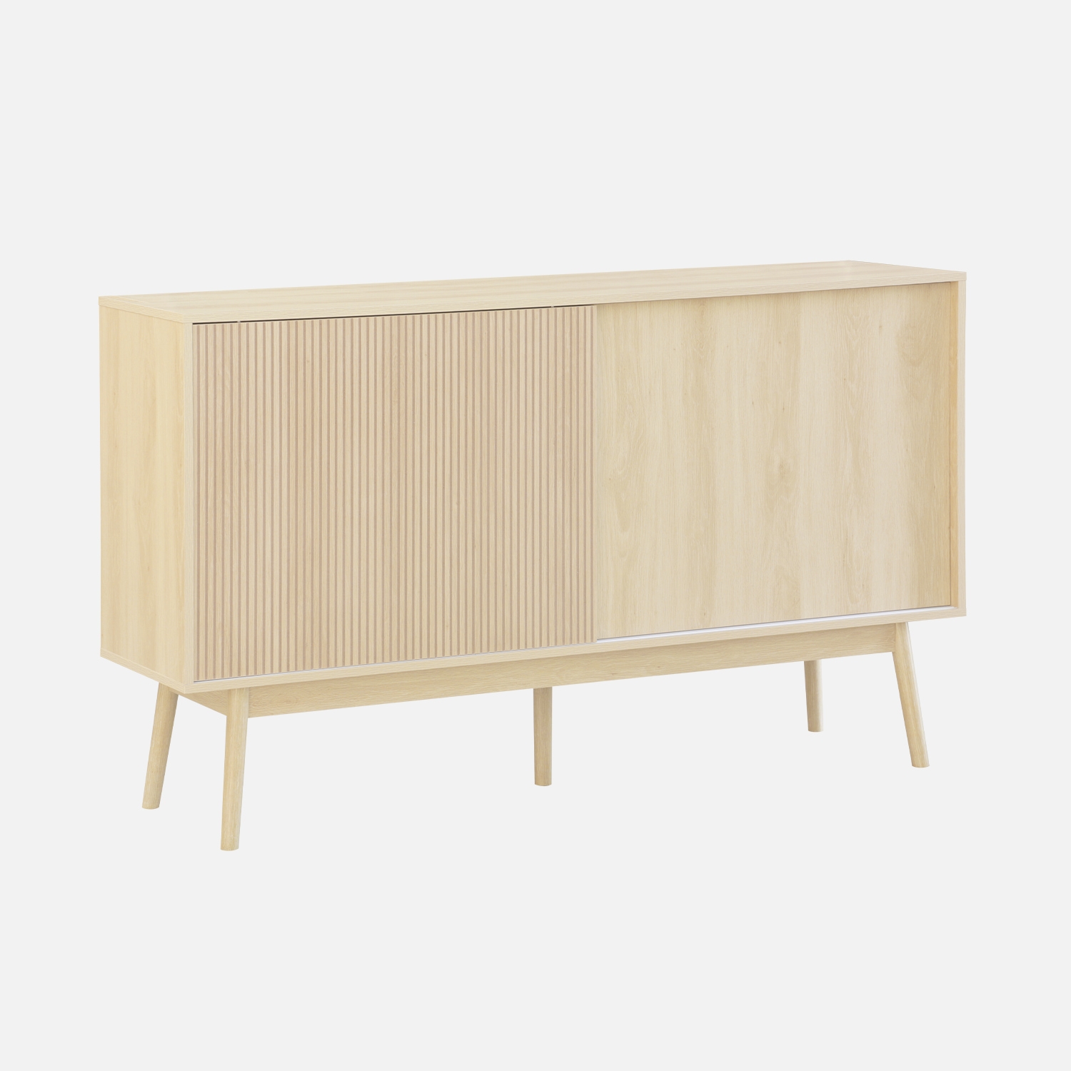 sweeek - Aparador escandinavo efecto madera con 2 puertas, 150cm , Linear , 150x39x90