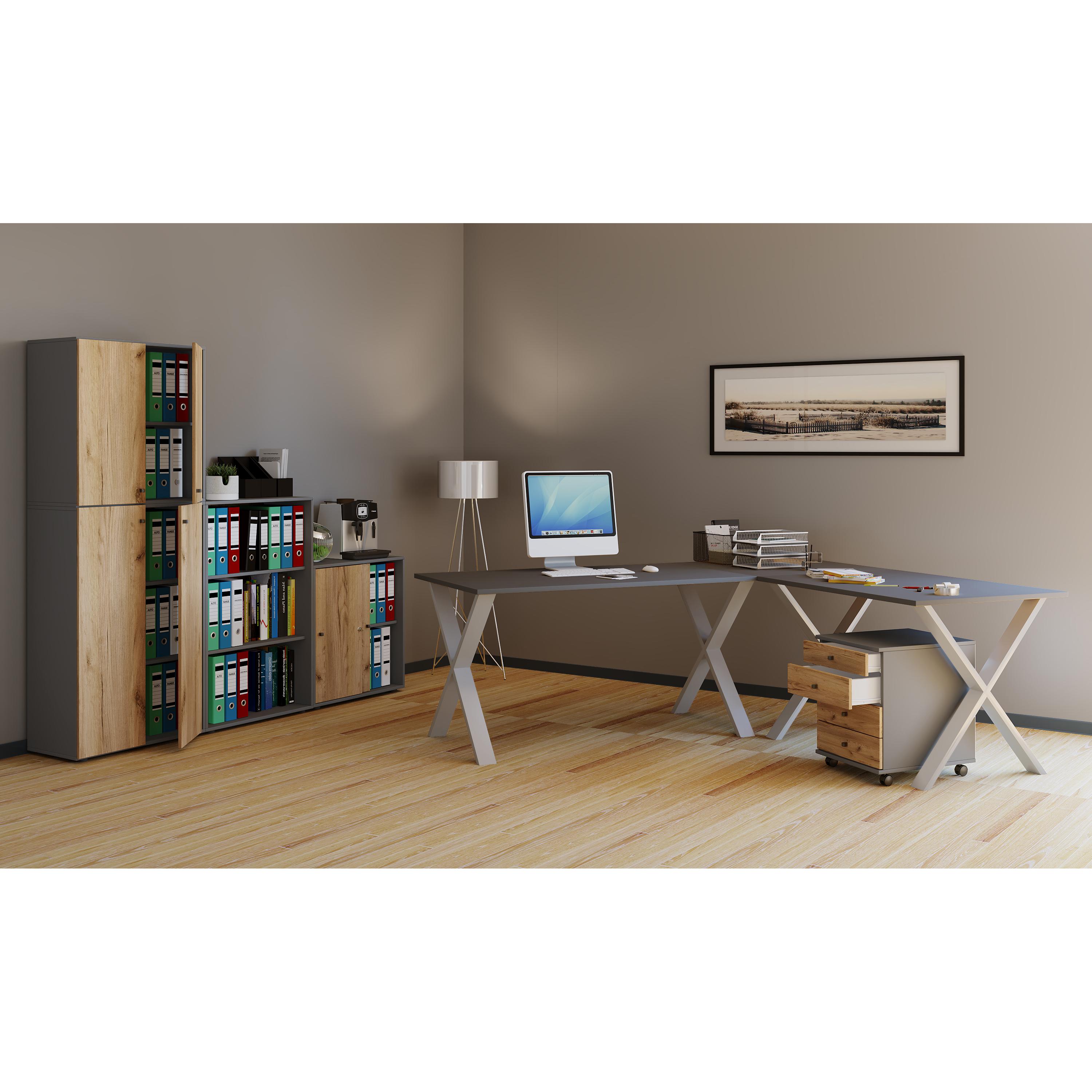 VCM Holz Schreibtisch | Eckschreibtisch schlicht | 190x160 | L Form links oder rechts | Arbeitstisch Platte 80 cm tief | Computertisch Büromöbel - Lona X