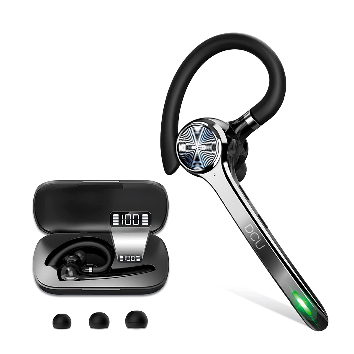 DCU TECNOLOGIC - Auricular Mono Bluetooth 5.0 Action Pro - Auricular Inalámbrico - Realiza y Recibe Llamadas - Conectividad de Doble Punto
