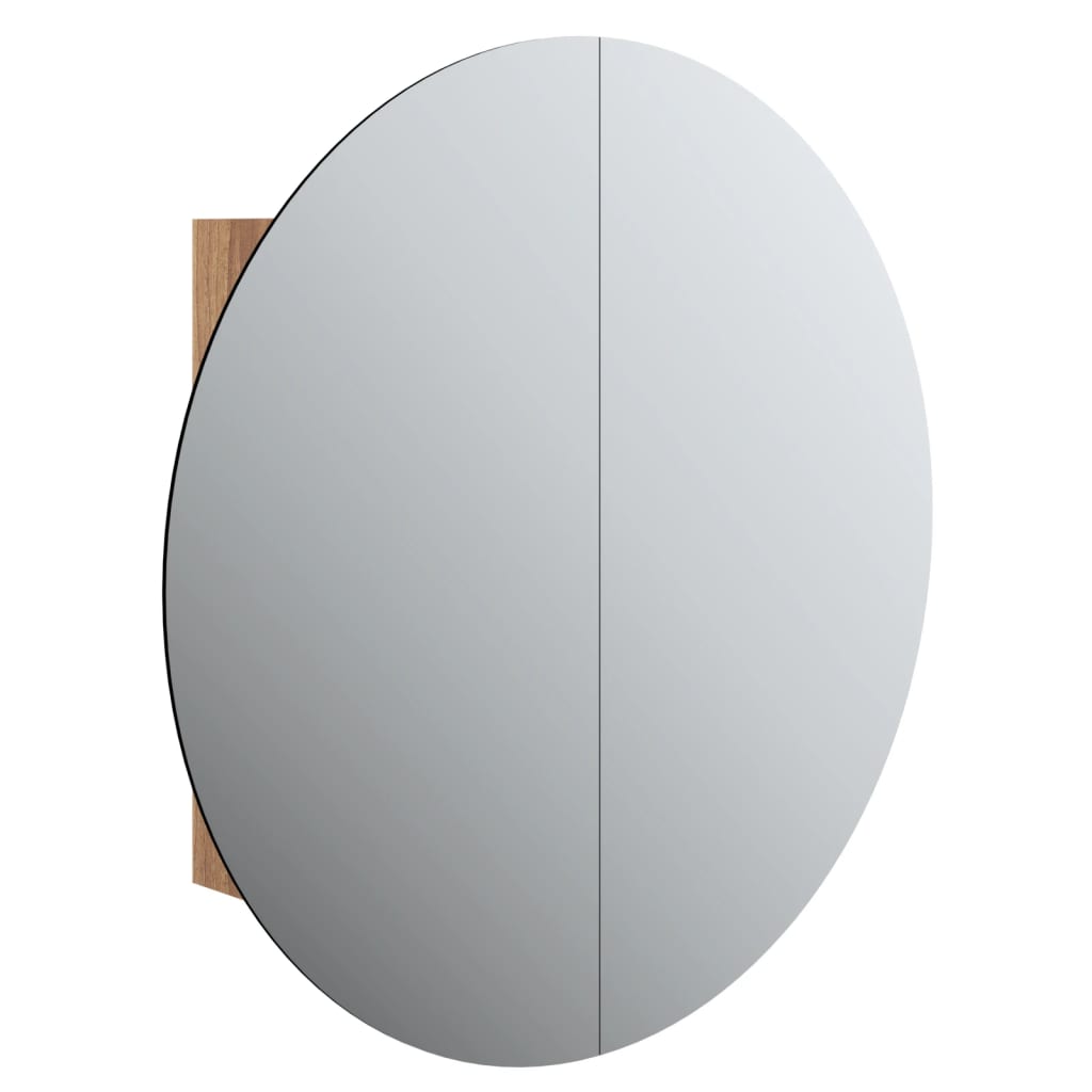 vidaXL Armario de baño con espejo redondo y LED 54x54x17,5 cm en color Gris/Blanco/Marrón y más | almacenamiento funcional diseño moderno para baño dormitorio sala
