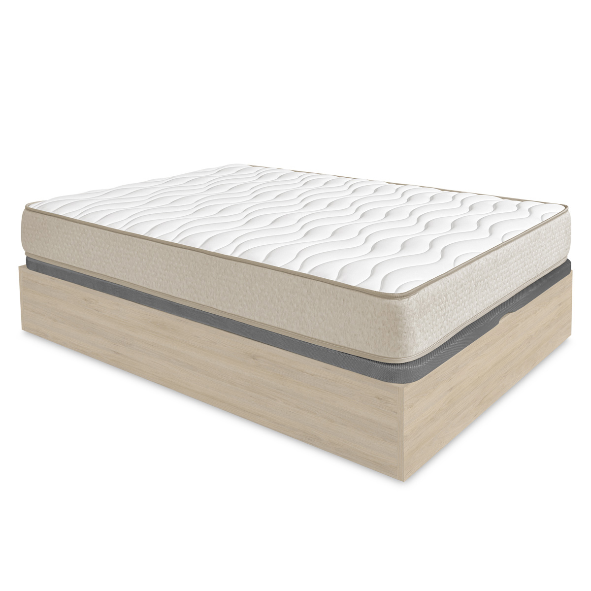 Pack ahorro matrimonio Canapé abatible Nest Roble con Colchón viscoelástico Nova Plus 135 x 190 cm| Montaje Incluido (Solo canapé)