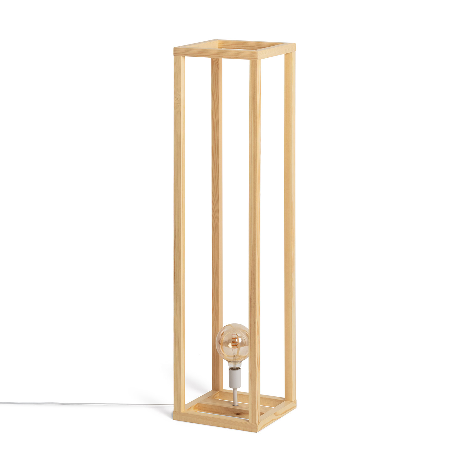 Ledkia Lámpara de Pie de Madera Coba - Diseño Nórdico-vintage para Iluminar Tu Hogar