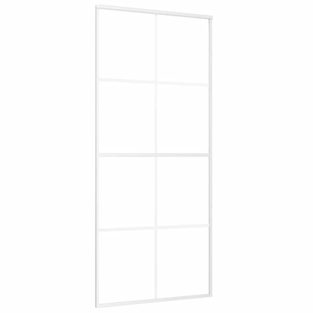 vidaXL Puerta corredera ESG vidrio y aluminio 90x205 cm blanco