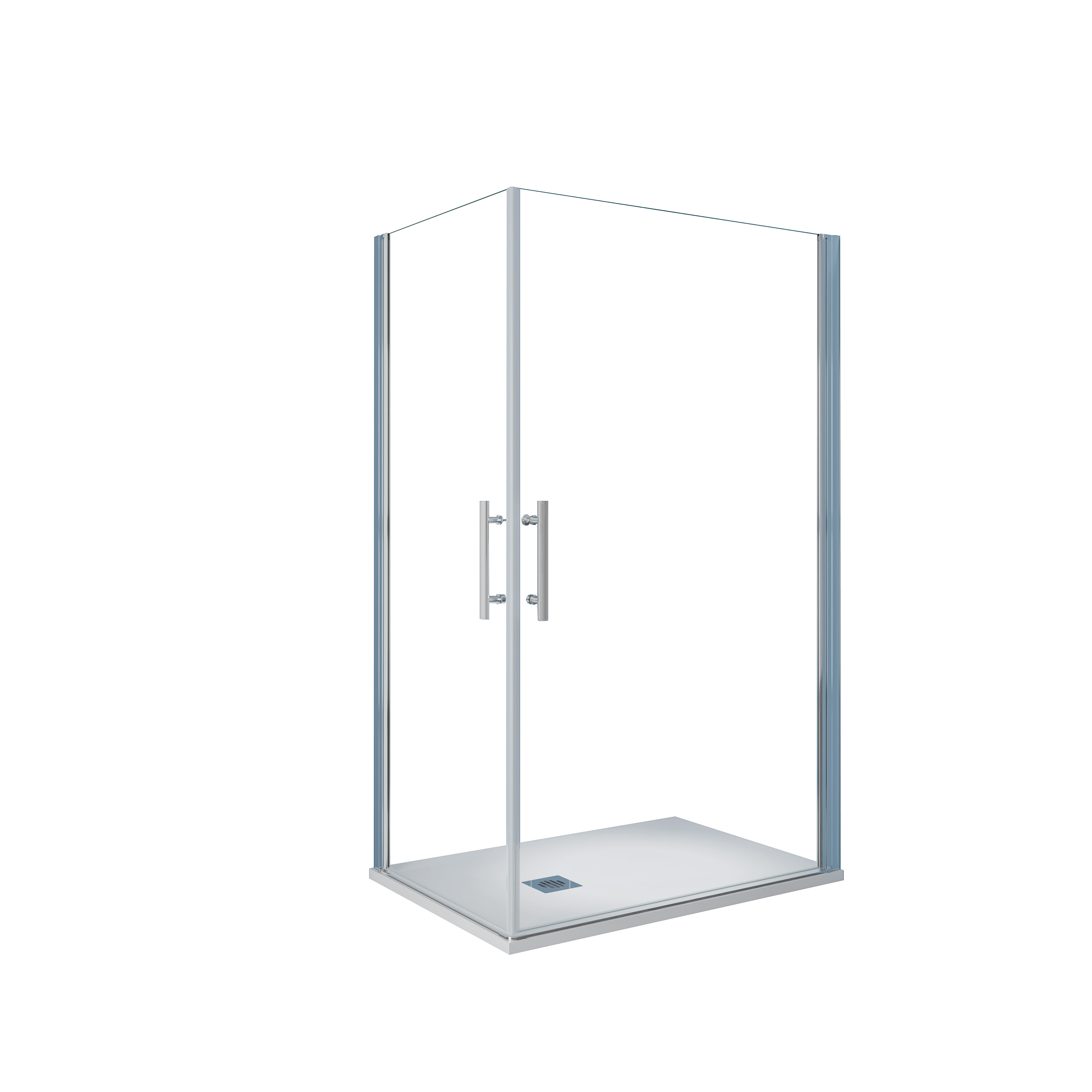 AICA Mampara de Ducha Rectangular Abatible Perfil Cromado Antical 6mm (980-1000)x(780-800)x1950mm + Plato de Ducha 80x100x3cm textura pizarra+Desagüe
