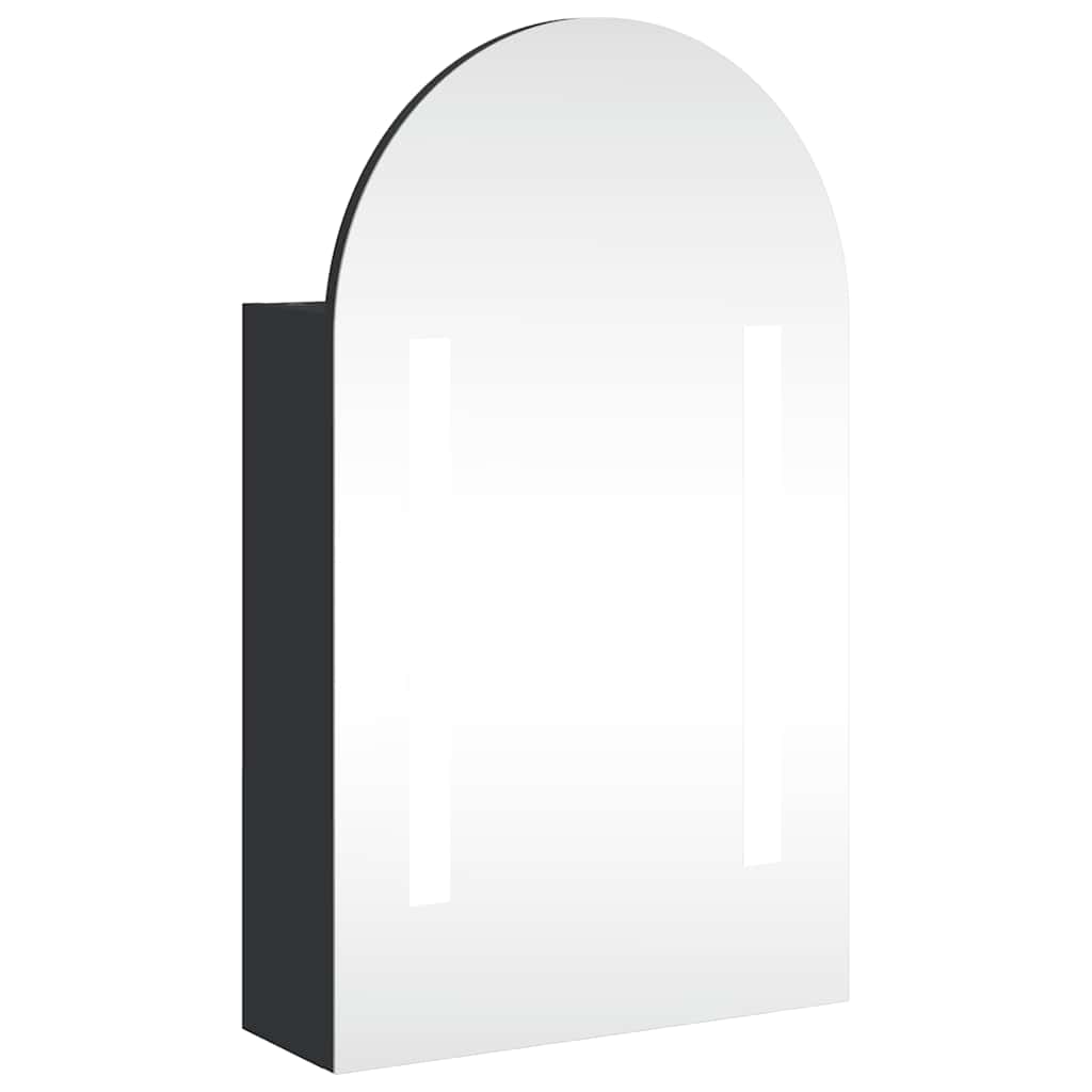 vidaXL Mueble de baño con espejo arqueado y luz LED 42x13x70 cm en color Negro/Gris/Roble y más | almacenamiento funcional diseño moderno para baño dormitorio sala