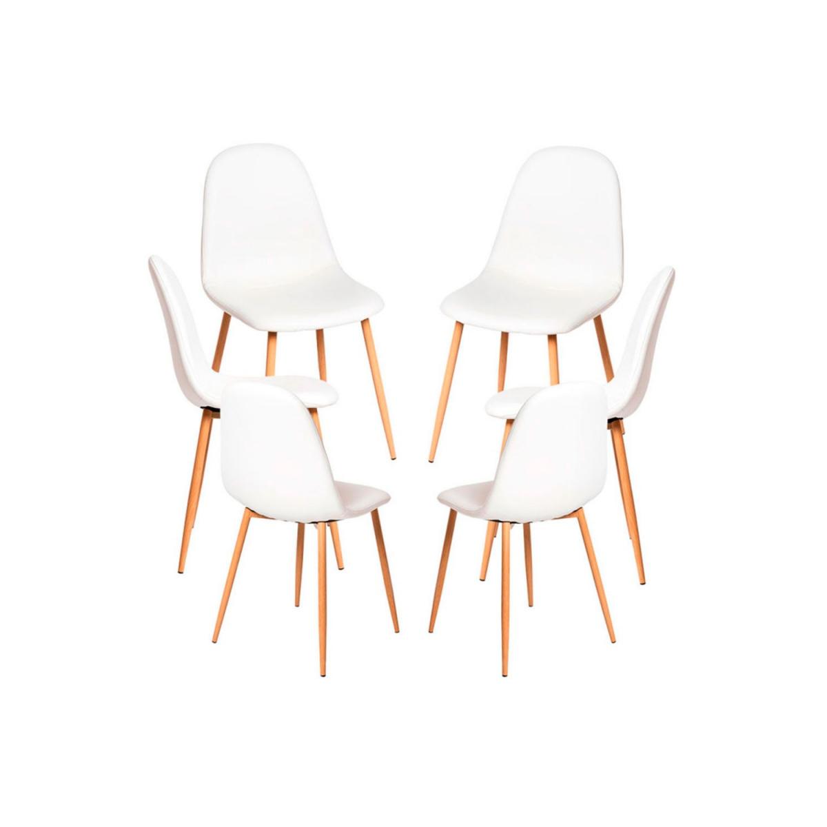 Regalos Miguel - Packs Sillas Comedor - Pack 6 Sillas Teok Polipiel - Blanco