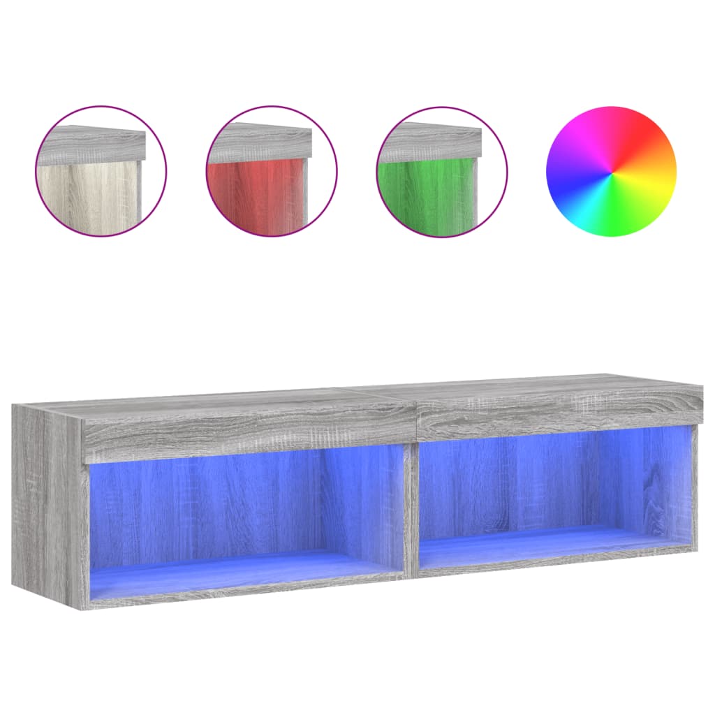 vidaXL Muebles para TV con luces LED 2 uds 60x30x30 cm, Mueble de Salon, Mueble TV, Mueble TV salon, Mesa de TV, Mueble tele