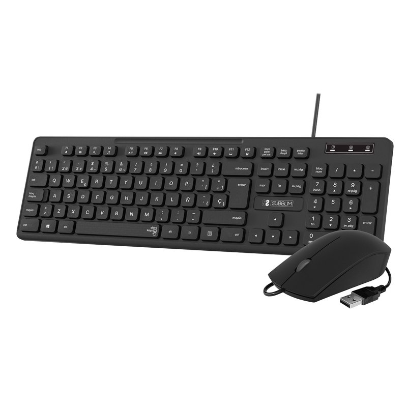 Subblim pack business slim keyboard and mouse 1200dpi black