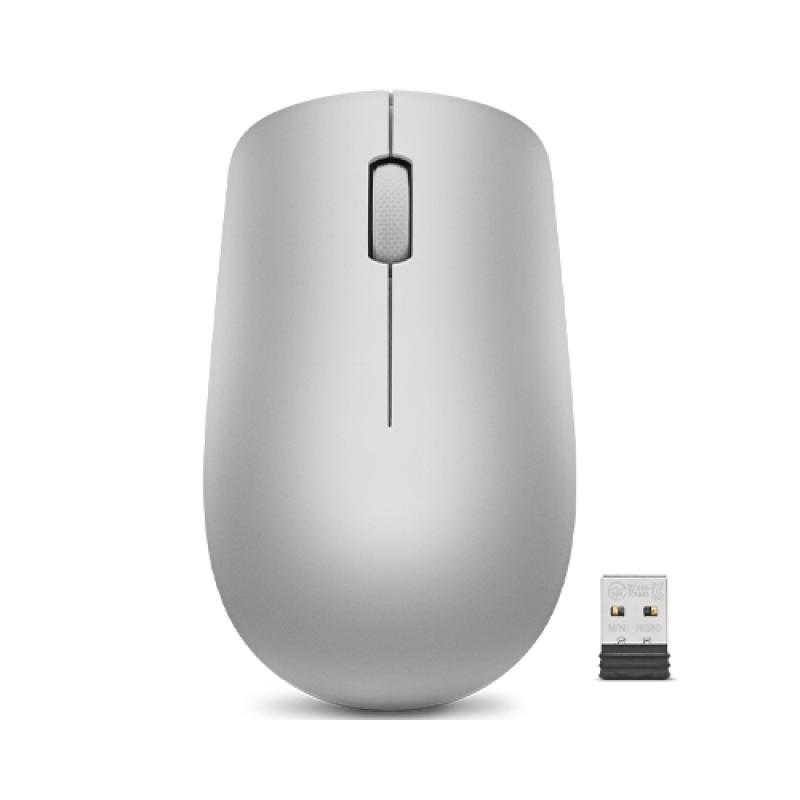 Ratón Lenovo 530 Inalámbrico Óptico Ambidextro 1200DPI Gris Platino USB Nano Receptor