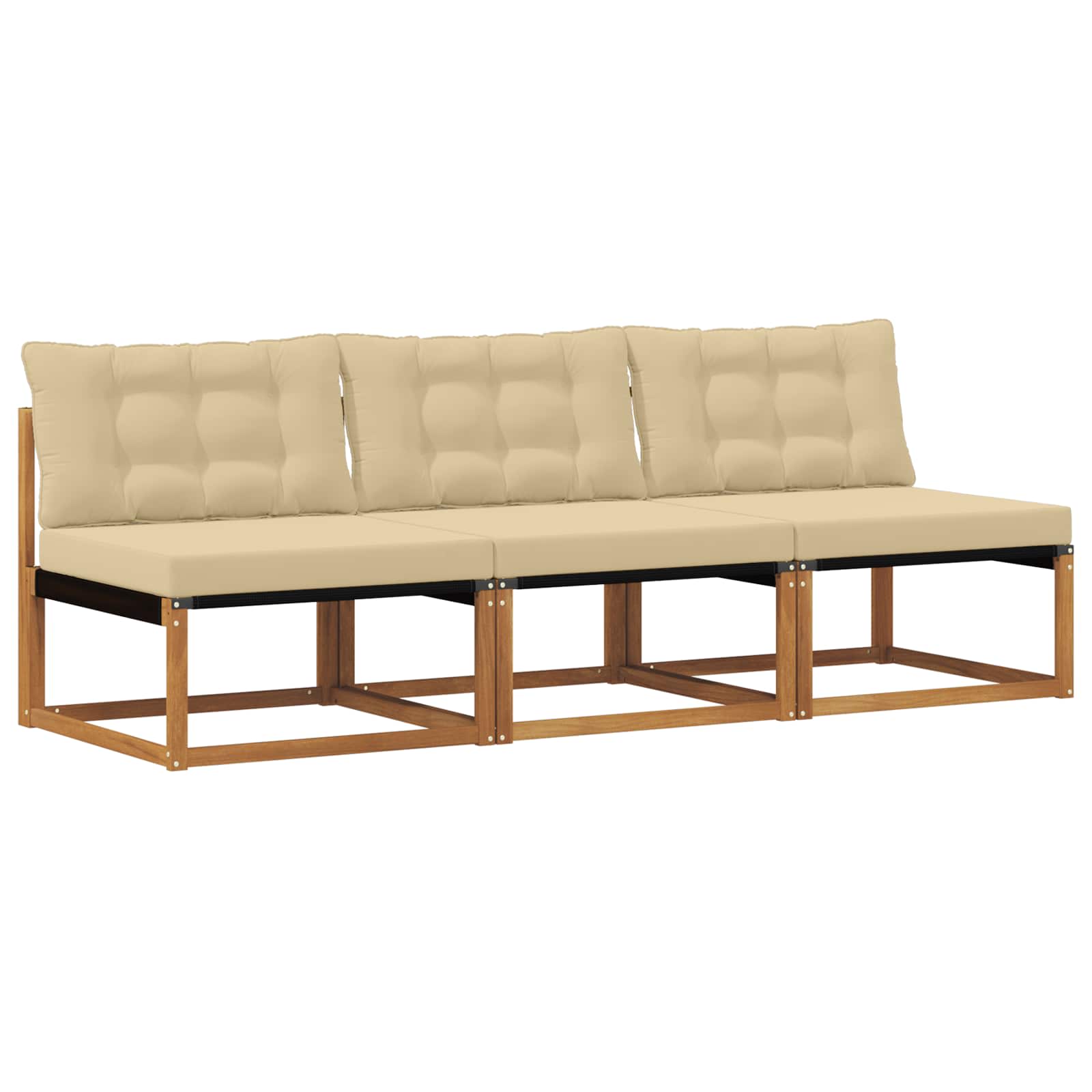 vidaXL 3 Pieza Sofá intermedio de exterior Madera de Acacia Sólida