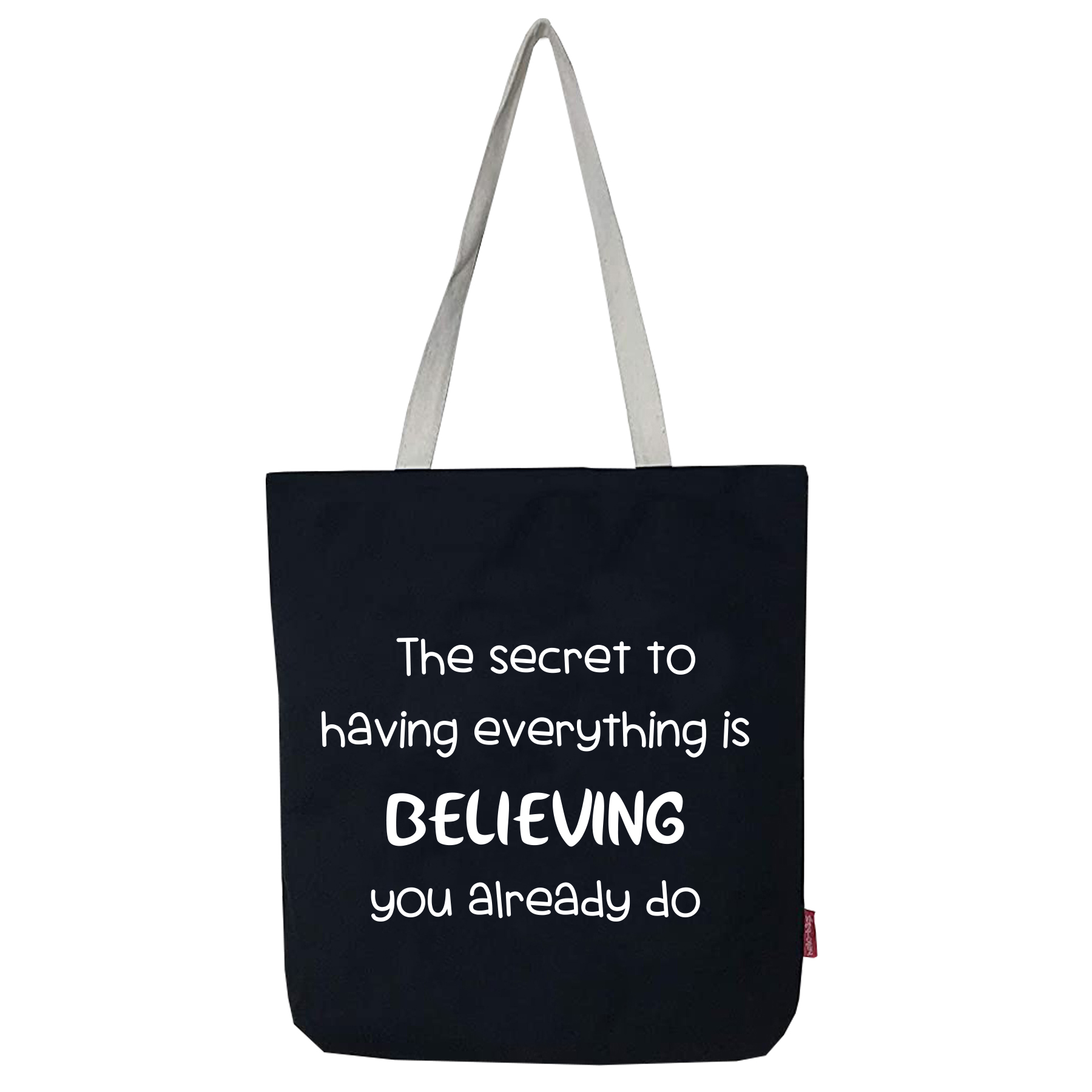 Hello-Bags. Bolso tote bag con cremallera, forro y bolsillo interior. Exterior: Algodón 100%. Incluye sobre kraft de regalo. Modelo THE SECRET. Color: Crudo / Negro. Medidas: 37x38 cm.