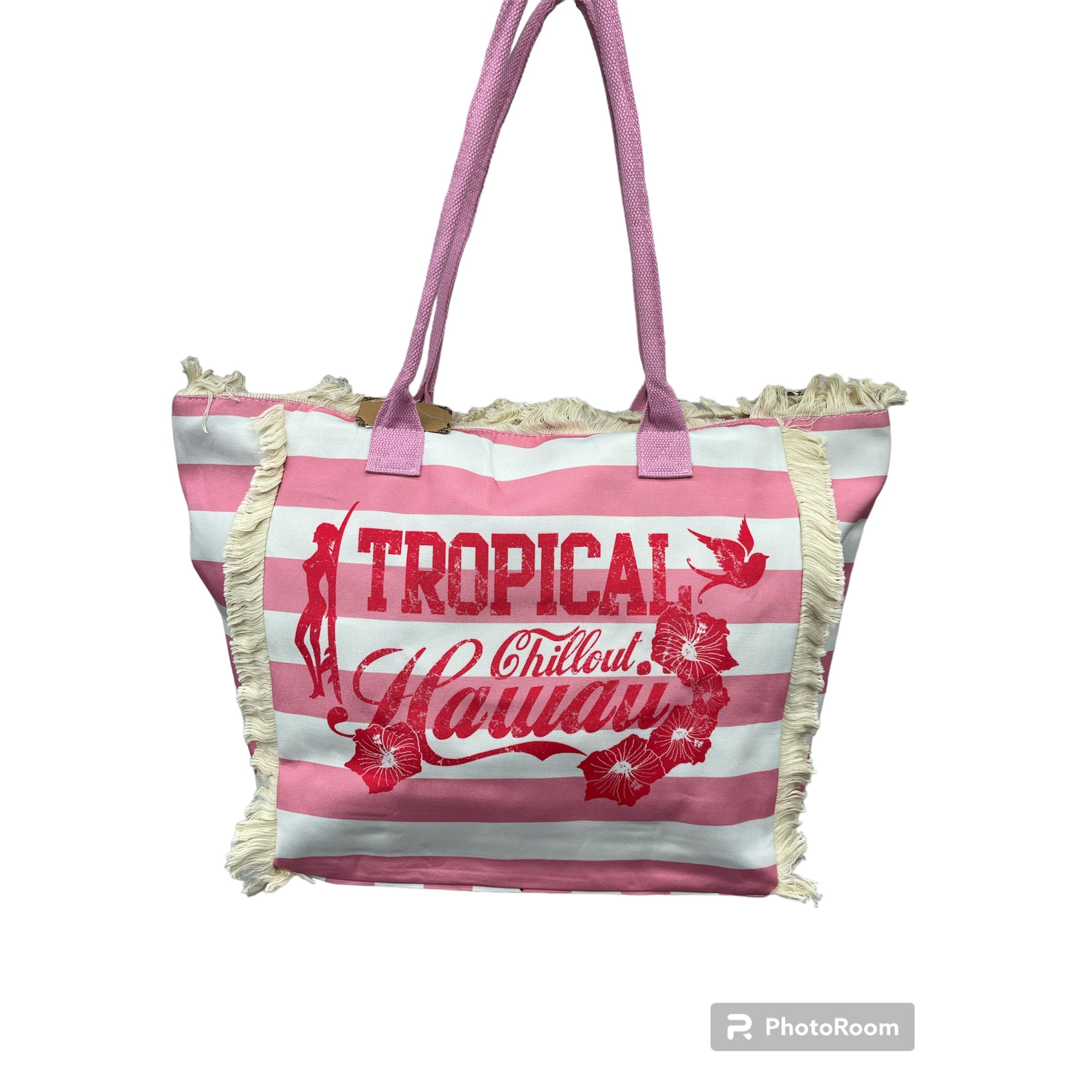MEJORADA Bolso de playa o piscina grande con estampados de RAYAS con frases de bendiciones,con fleco de borla blanco de algodon,tamaño 55*37*19CM.contiene bolsillos interior y forros.tejido 100% poliéster