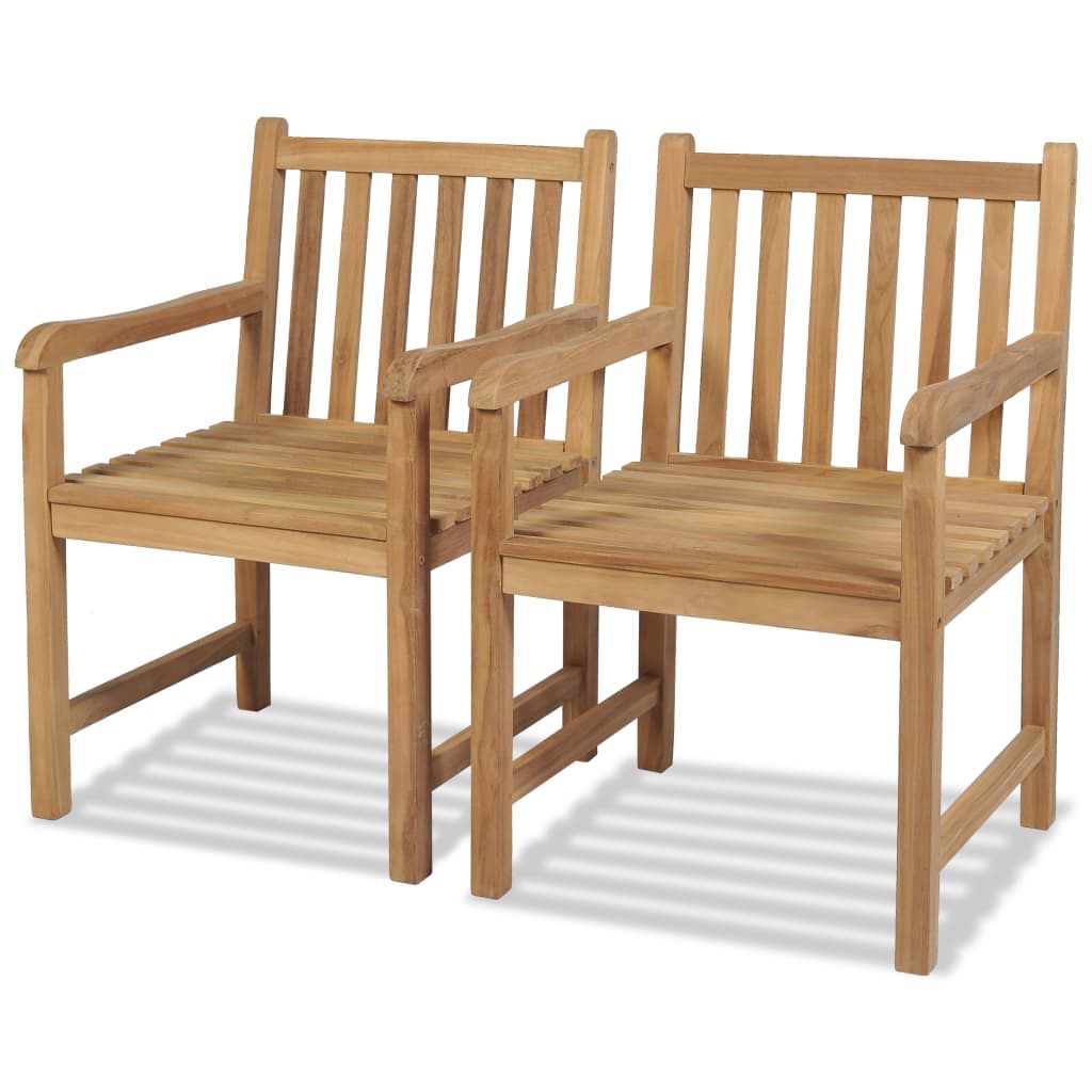 vidaXL Sillas de jardín 2 unidades madera de teca maciza