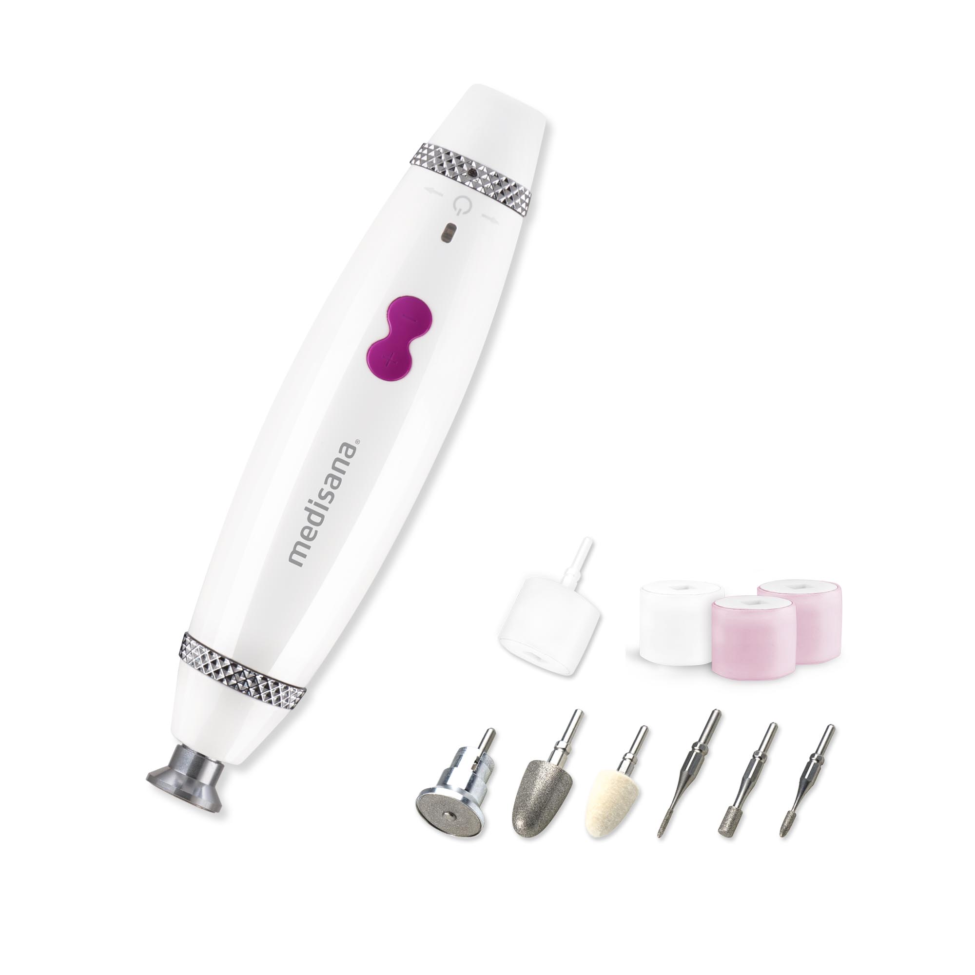 medisana MP 840 | aparato de manicura y pedicura con luz LED, 7 accesorios y 3 niveles de velocidad
