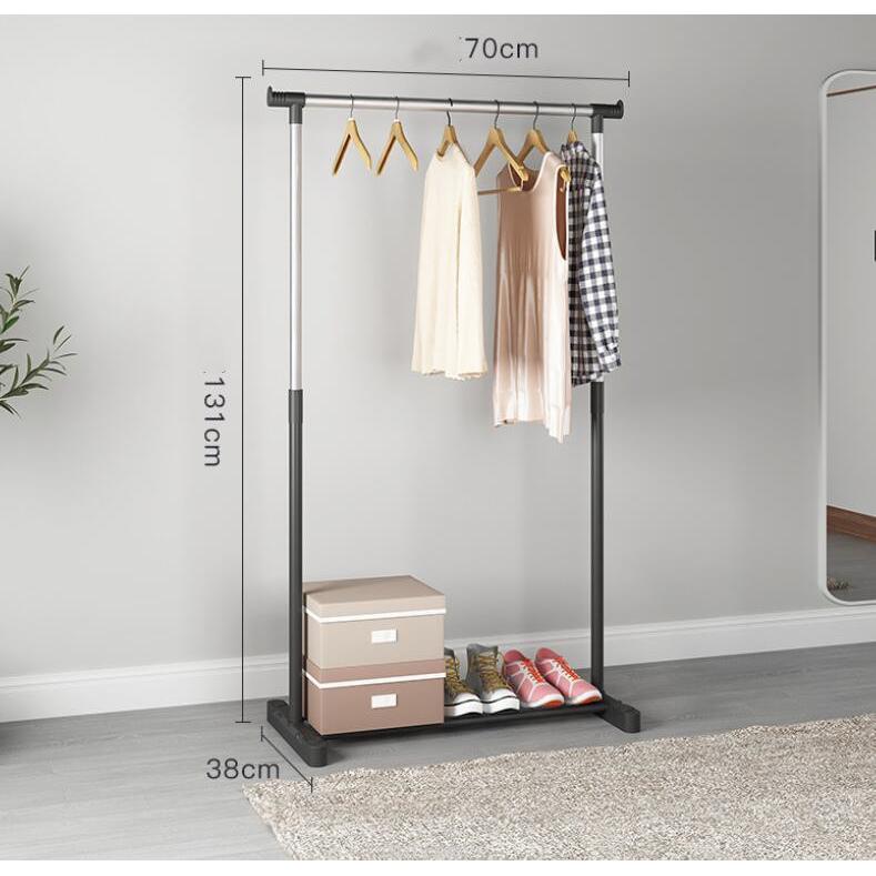Perchero de moda Simple, soporte de suspensión de ropa reforzada, elevación telescópica, móvil, muebles para el hogar, Perchero de moda Simple, ajustable doble varilla con rueda bolso, bufanda, gorra sombrero