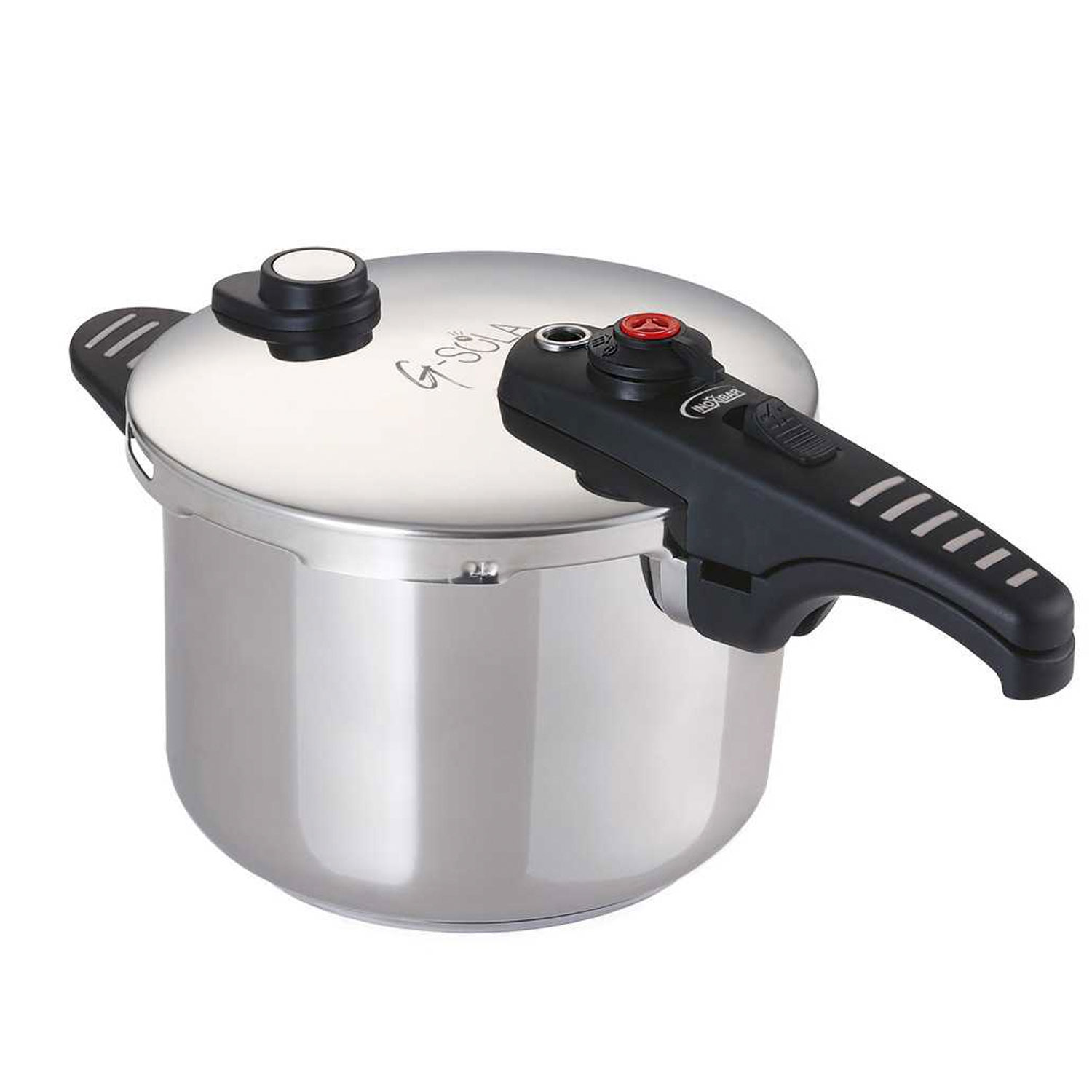 G-SOLA Olla a Presión Acero Inoxidable 18/10 [2.5L, 4L, 6L, 8L] – Doble Nivel de Cocción Rápida/Súper Rápida, Triple Seguridad, Apta para Inducción y Lavavajillas + Recetario David de Jorge