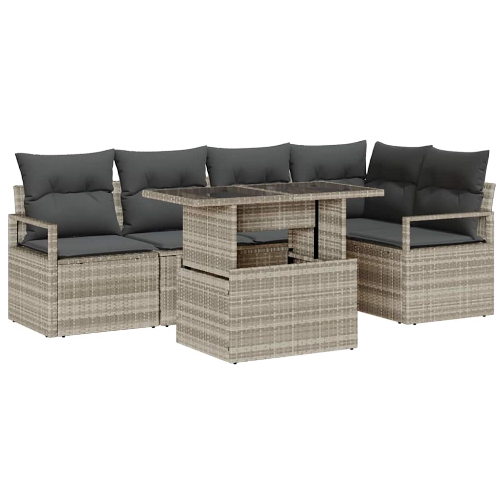 vidaXL Conjunto de sofá de jardín 6 pcs Gris Claro ratán sintético