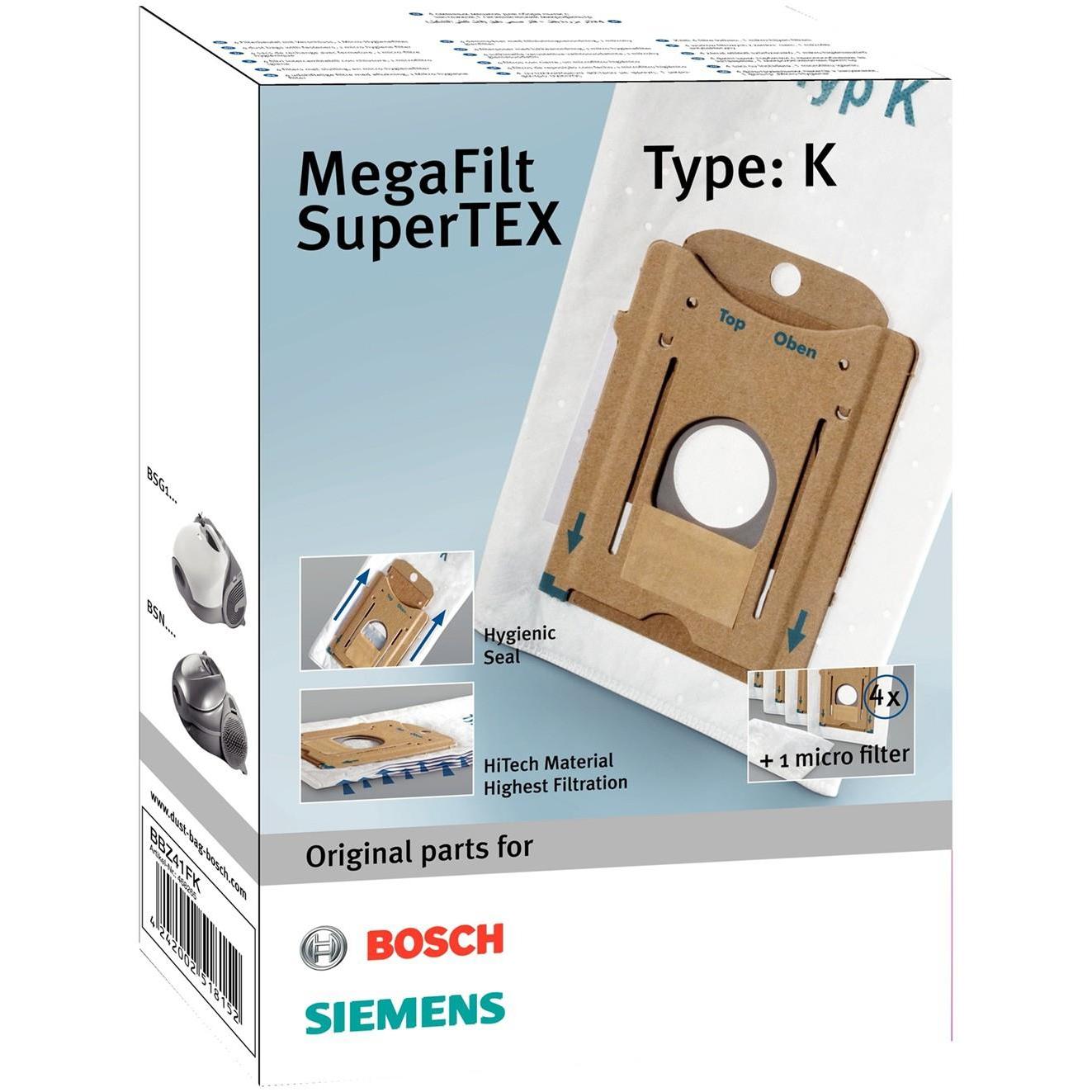 Bosch Megaair SuperTex BBZ41FK - Bolsas para aspiradora, tipo K