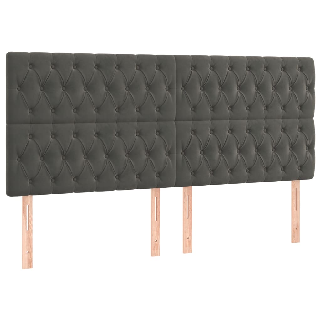 vidaXL Cabecero con luces LED terciopelo gris oscuro 200x7x118/128 cm