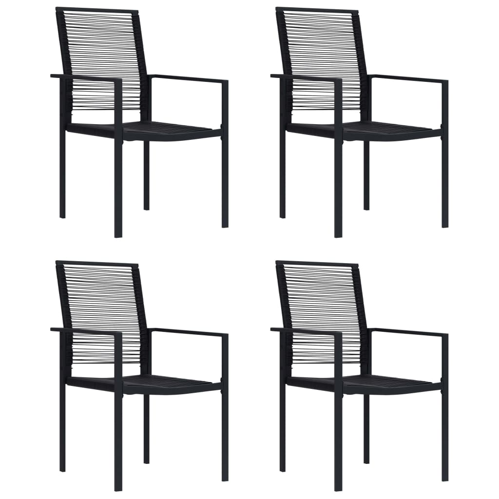 vidaXL Sillas de jardín 4 unidades ratán de PVC negro