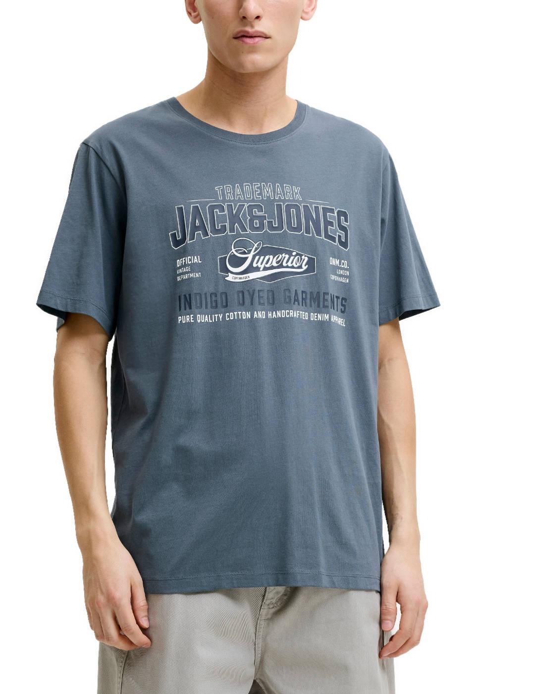 Camiseta Jack & Jones Logo estampado azul de hombre