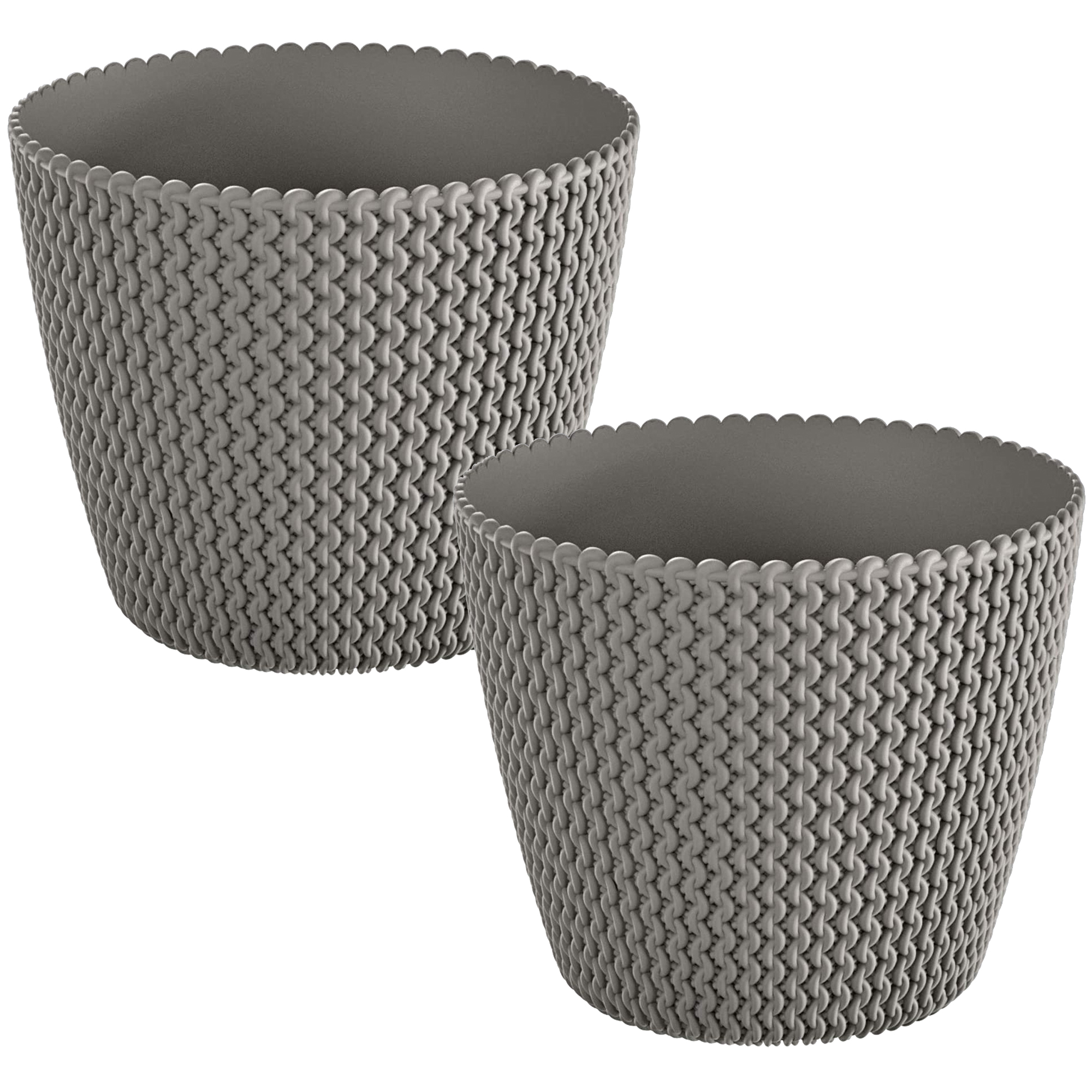 2x Maceta redonda 11,5L PROSPERPLAST Splofy de plastico en color gris, Ø29,5 x 24,9 cm WELLHOME