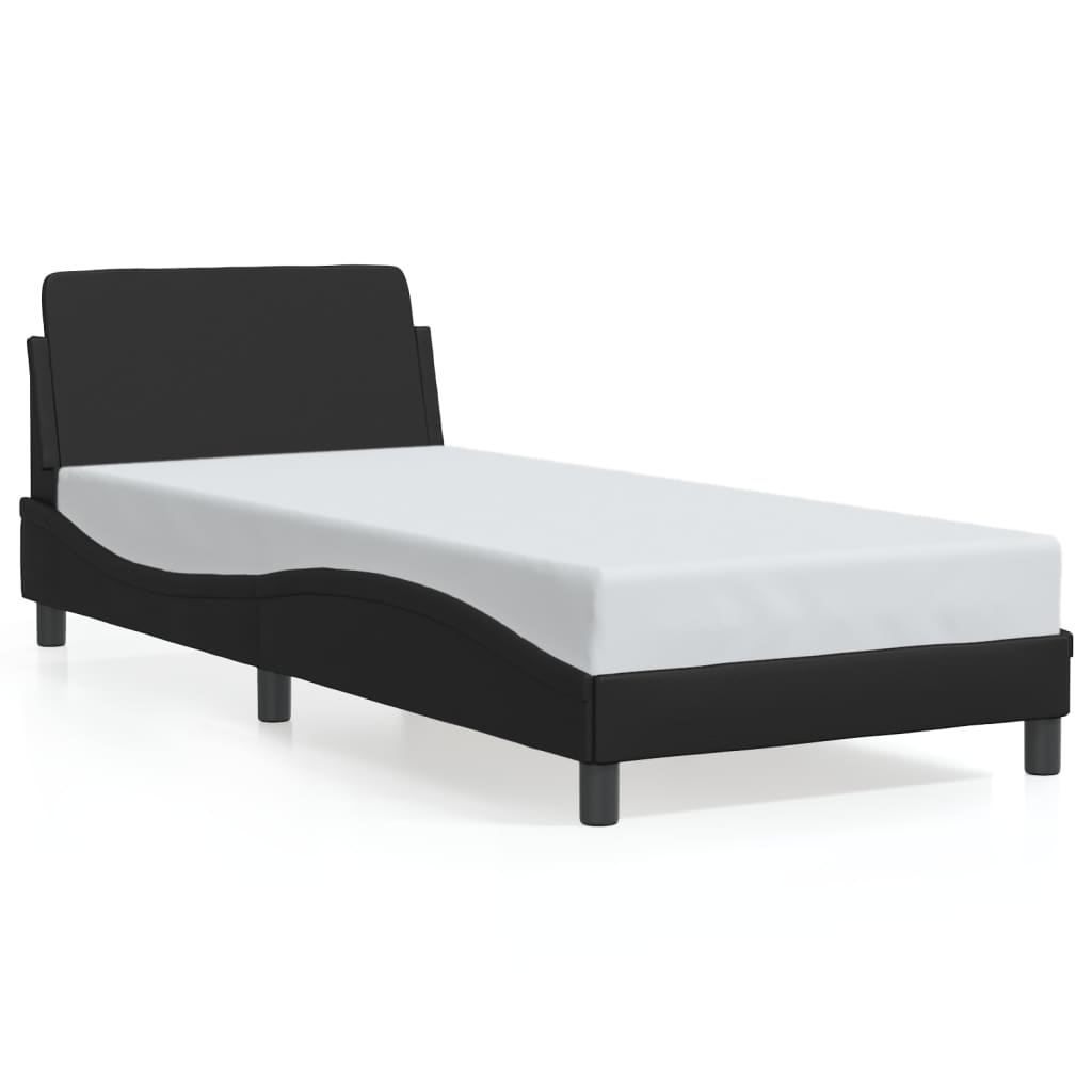 vidaXL Estructura de cama Dover cuero sintético negro 90x190 cm