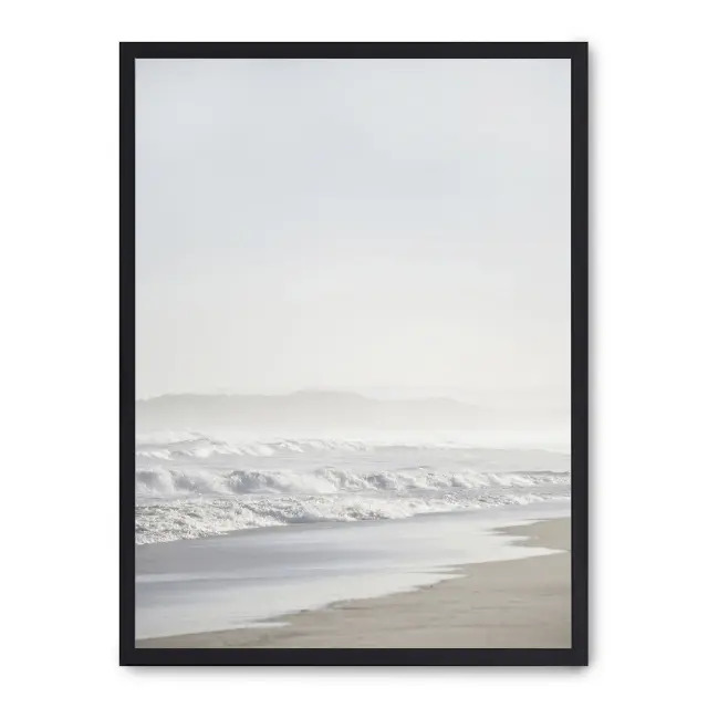 Cuadro sea waves 30x40cm, Póster impreso en papel de primera calidad de 180gr, montado sobre marco de madera MDF acabado en negro., Naturaleza - Playa