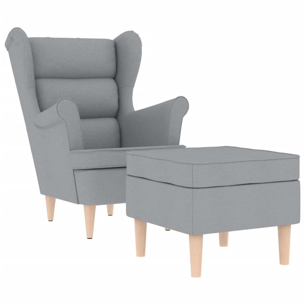 vidaXL Sillón con reposapiés tela gris claro