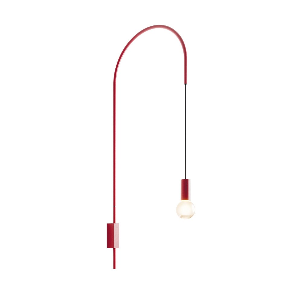 Zafferano - Lámpara de pared Filo, giratoria 200°, metal pintado, bombilla E27 máx. 60 W incluida, altura 110 cm - Rojo