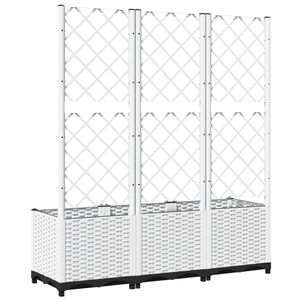 vidaXL Jardinera con enrejado PP blanco 120x40x136 cm