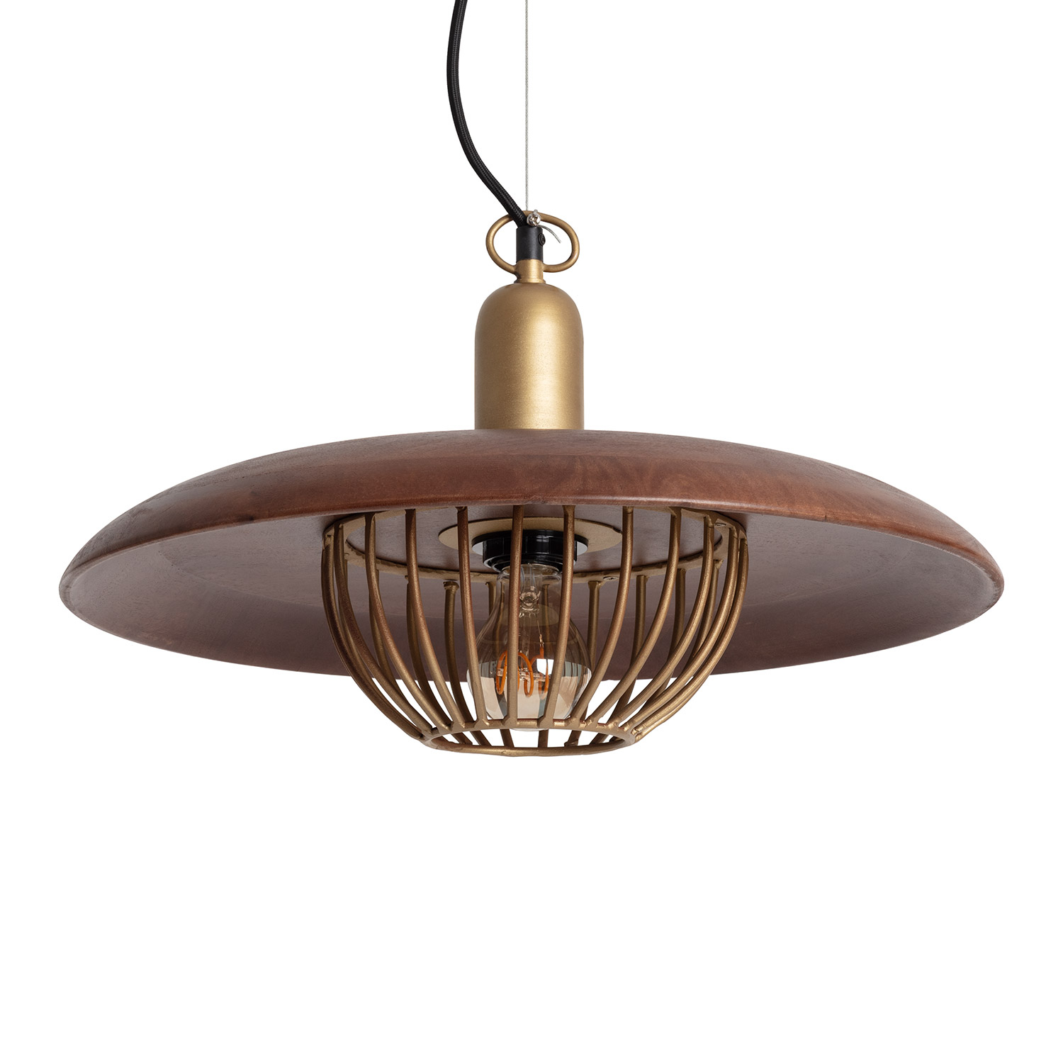 Ledkia Lámpara Colgante Metal y Madera Alika ILUZZIA Dorado