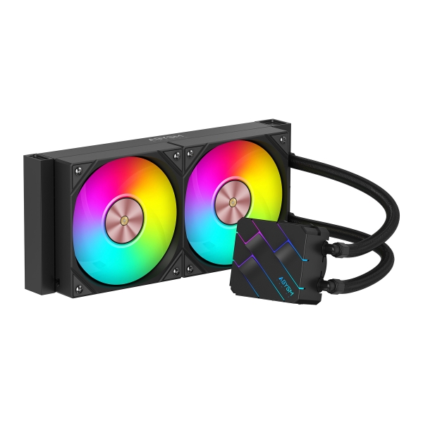 Abysm oceanic tide 240 argb kit de refrigeracion liquida - 2 ventiladores de 120mm - iluminacion argb - bomba 2500rpm - tubos de 3.4mm - color negro