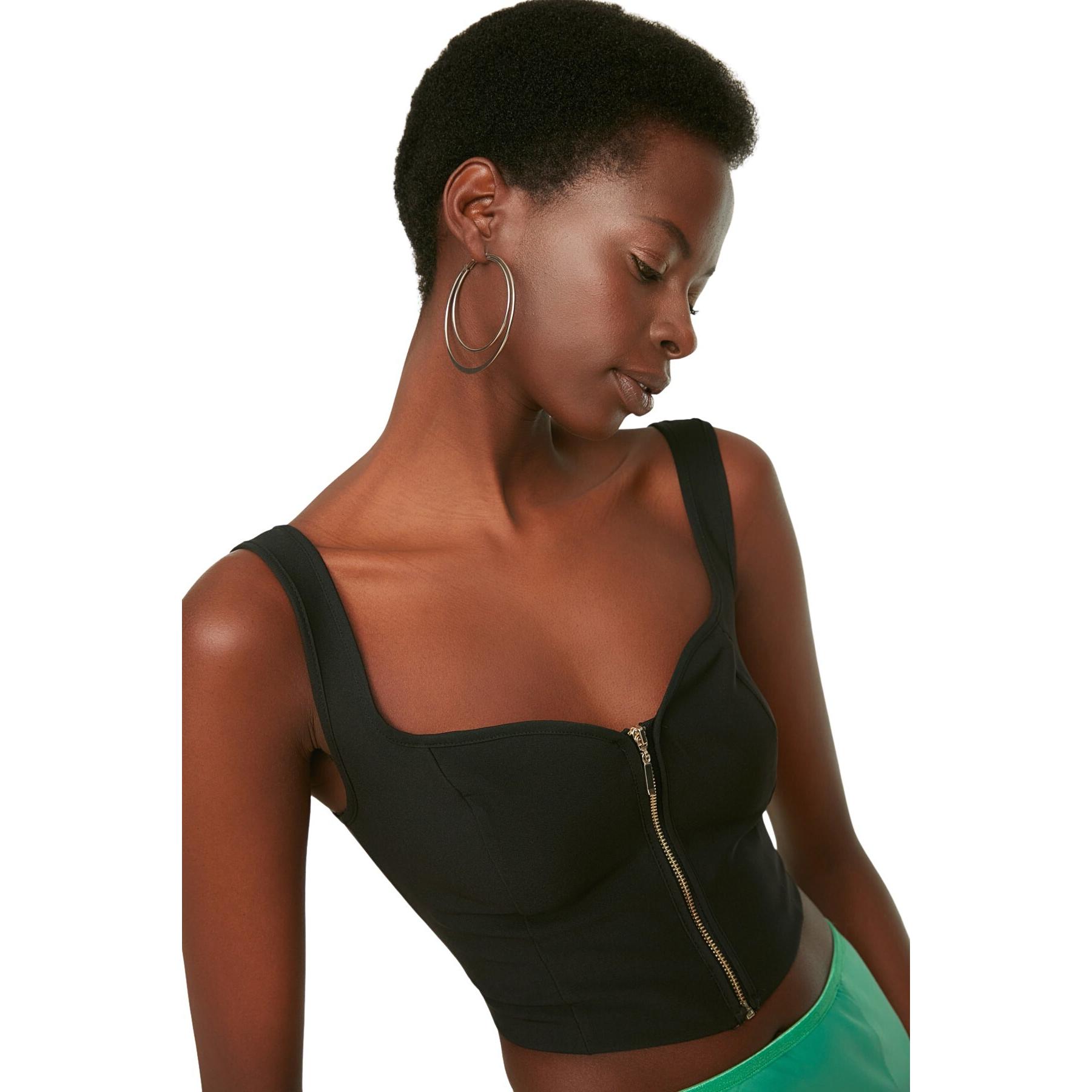 Trendyol Black Crop Woven Blouse Tprss22Bz0108