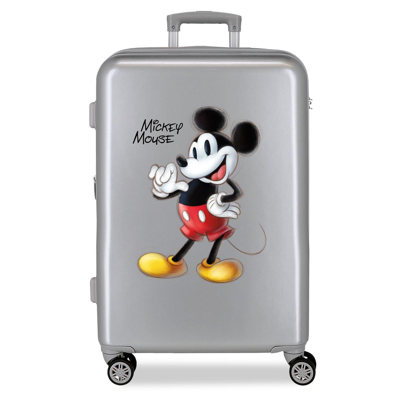 Disney Mickey Maleta Mediana Extensible ABS Rígida Gris
