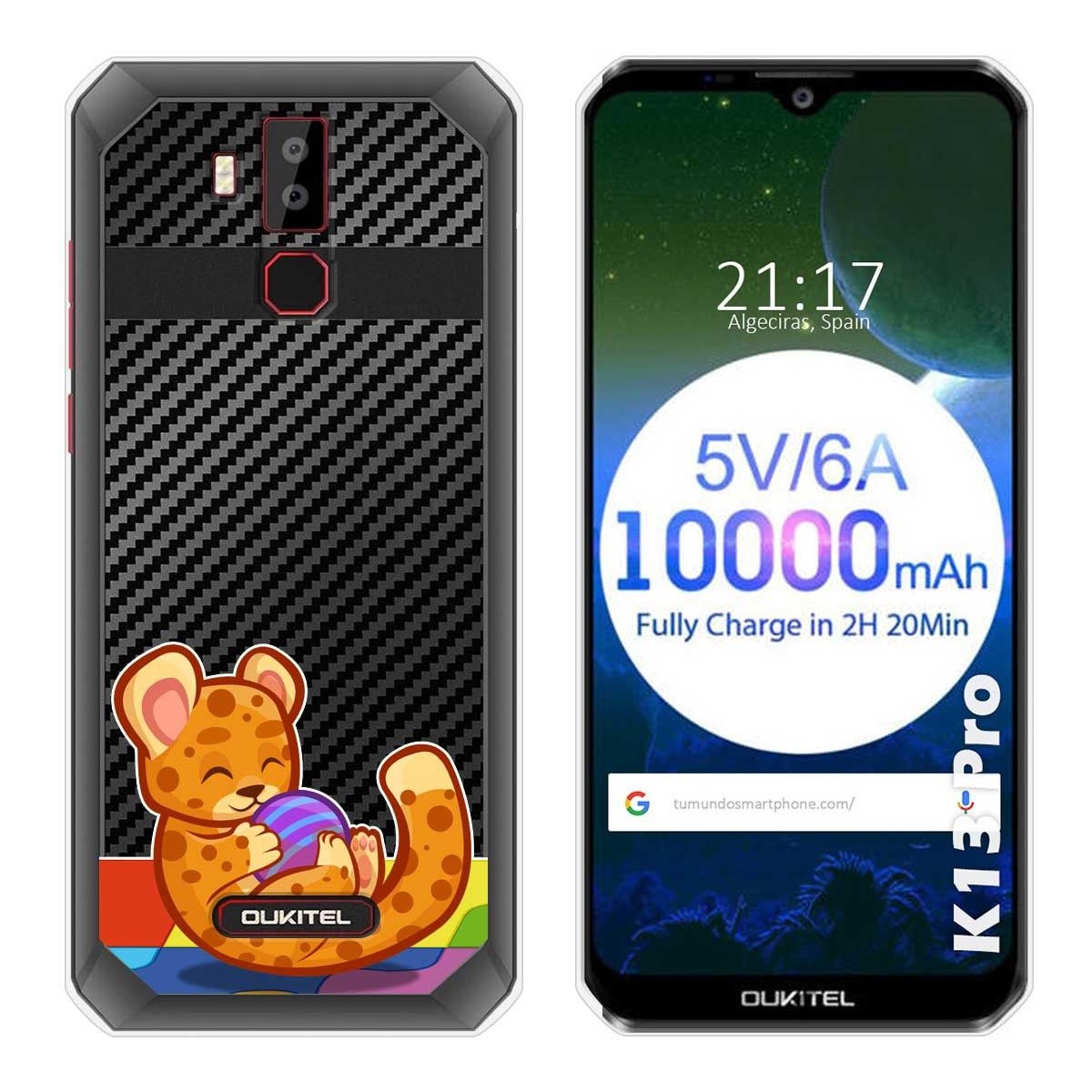 Tumundosmartphone Funda Gel Transparente para Oukitel K13 Pro diseño Leopardo Dibujos