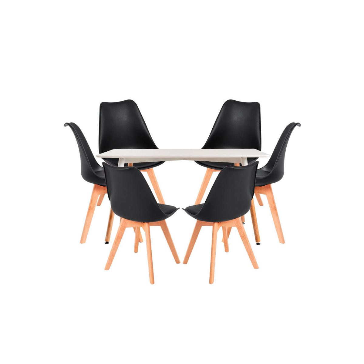 Regalos Miguel - Conjuntos de mesa y sillas - Conjunto Mesa Tower Rectangular 120 x 80 cm Blanca y Pack 6 Sillas Synk Basic - Negro