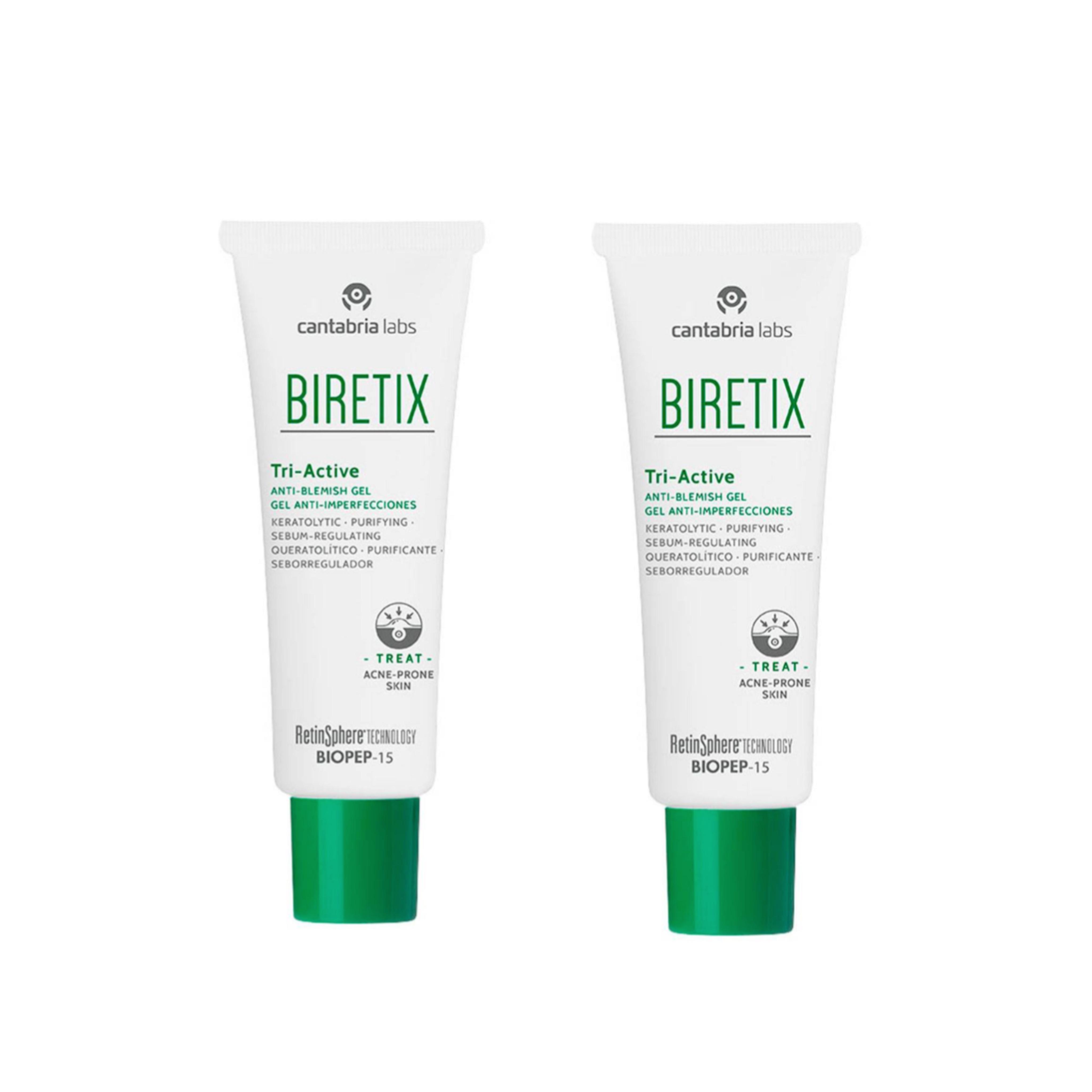 Pack 2 unidades x Biretix Tri Active Gel Anti-Imperfecciones 50ml - Previene y Corrige Granos y Marcas de Acné Cantabria Labs