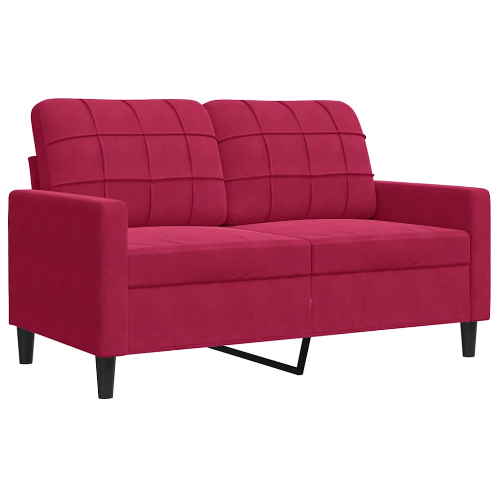 vidaXL Sofá de 2 plazas de terciopelo rojo tinto 120 cm