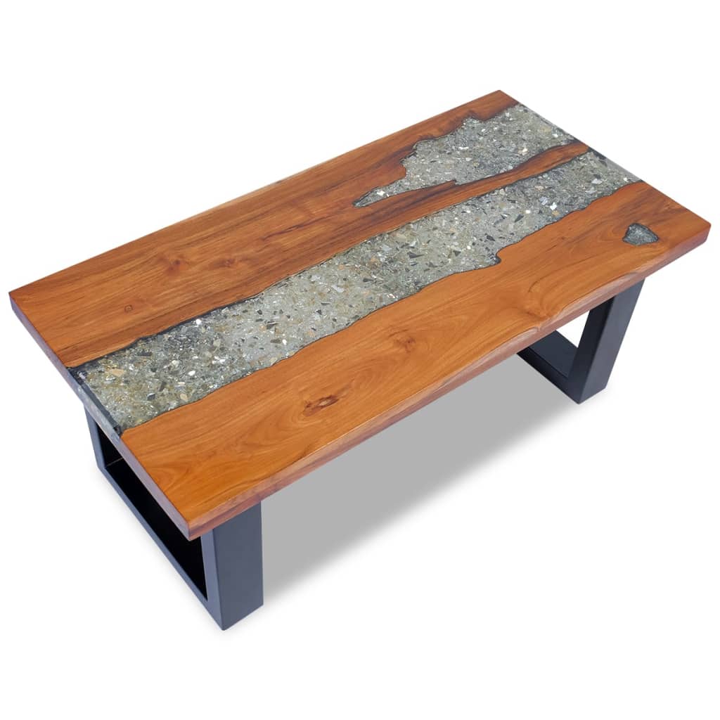 Vidaxl - Mesa de Centro de Resina de Teca 100x50 Cm Marrón y Azul