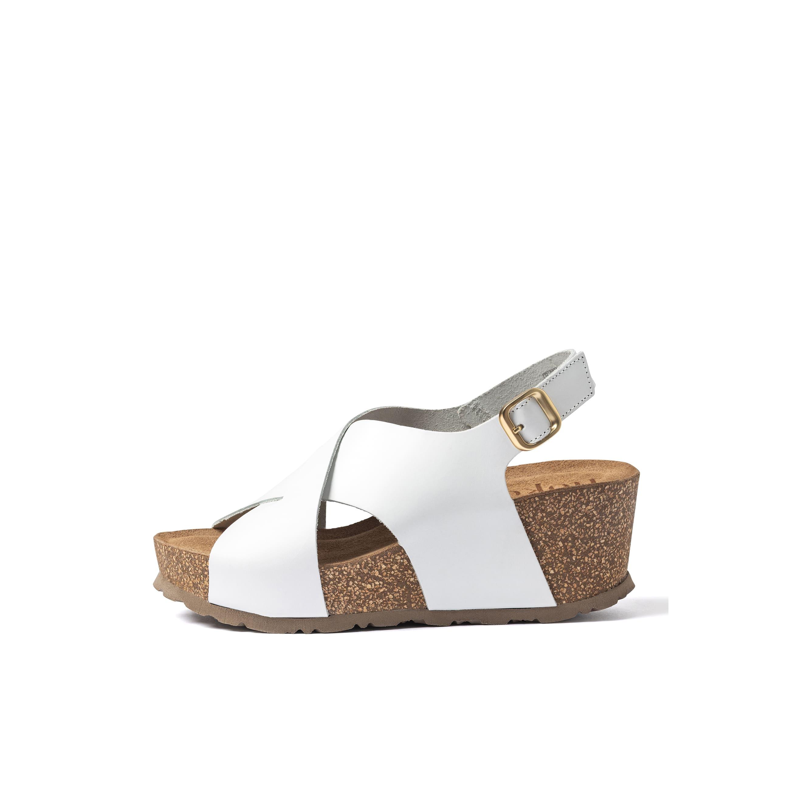 YOKONO Sandalia cuña BARI-263 BLANCO | Zapatos mujer Primavera-Verano | Piel vacuna  Napa | 6 CM