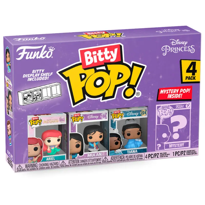 Funko Pack  4 Bitty Pop    Bittys Funko  Pop  Disney Princesas Princess Ariel Tiana  y el Sapo Sirenita Mulan Funko Pop