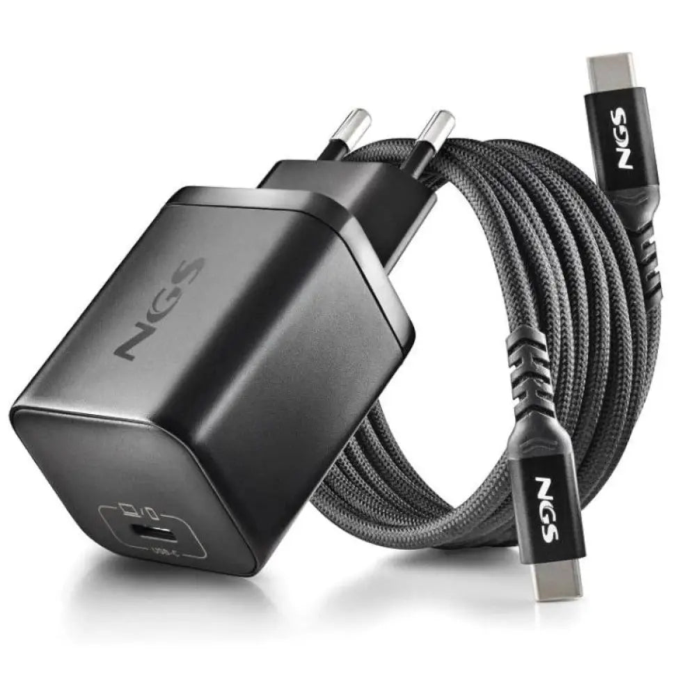 Cargador NGS BUD65W-AC 65W GaN USB-C con 4 conectores y cable 1,5 m