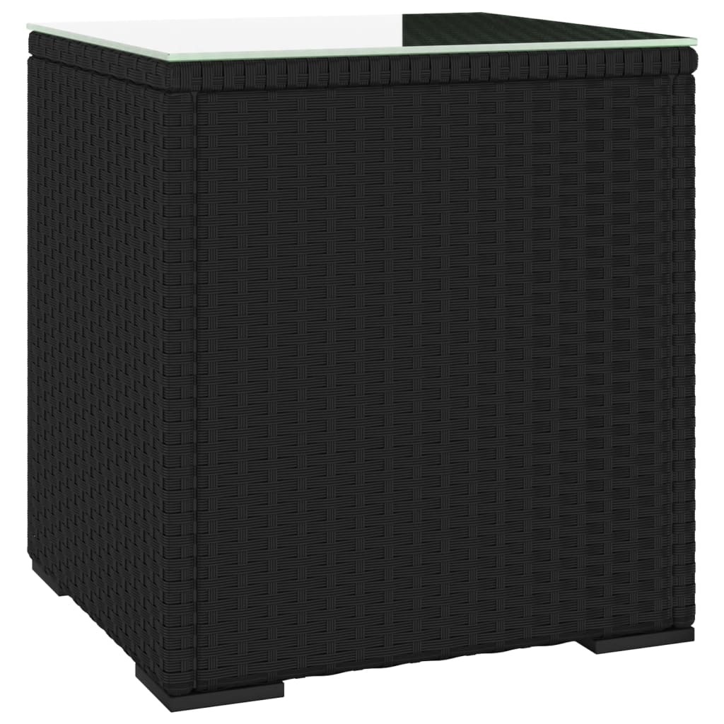 Vidaxl Mesa Auxiliar Ratán PE y Vidrio Templado 40x37x40,5 Cm Negro, Gris para Salón y Jardín