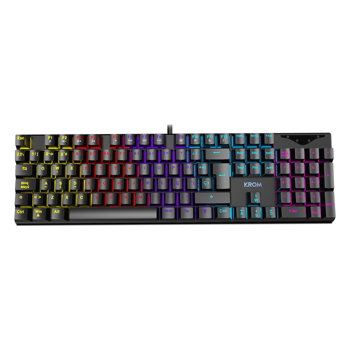 KROM KASIC- Teclado Gaming Numérico Mecánico RGB Rainbow, Modo juego, Windows Vista, Window 7/8/10, USB, Negro