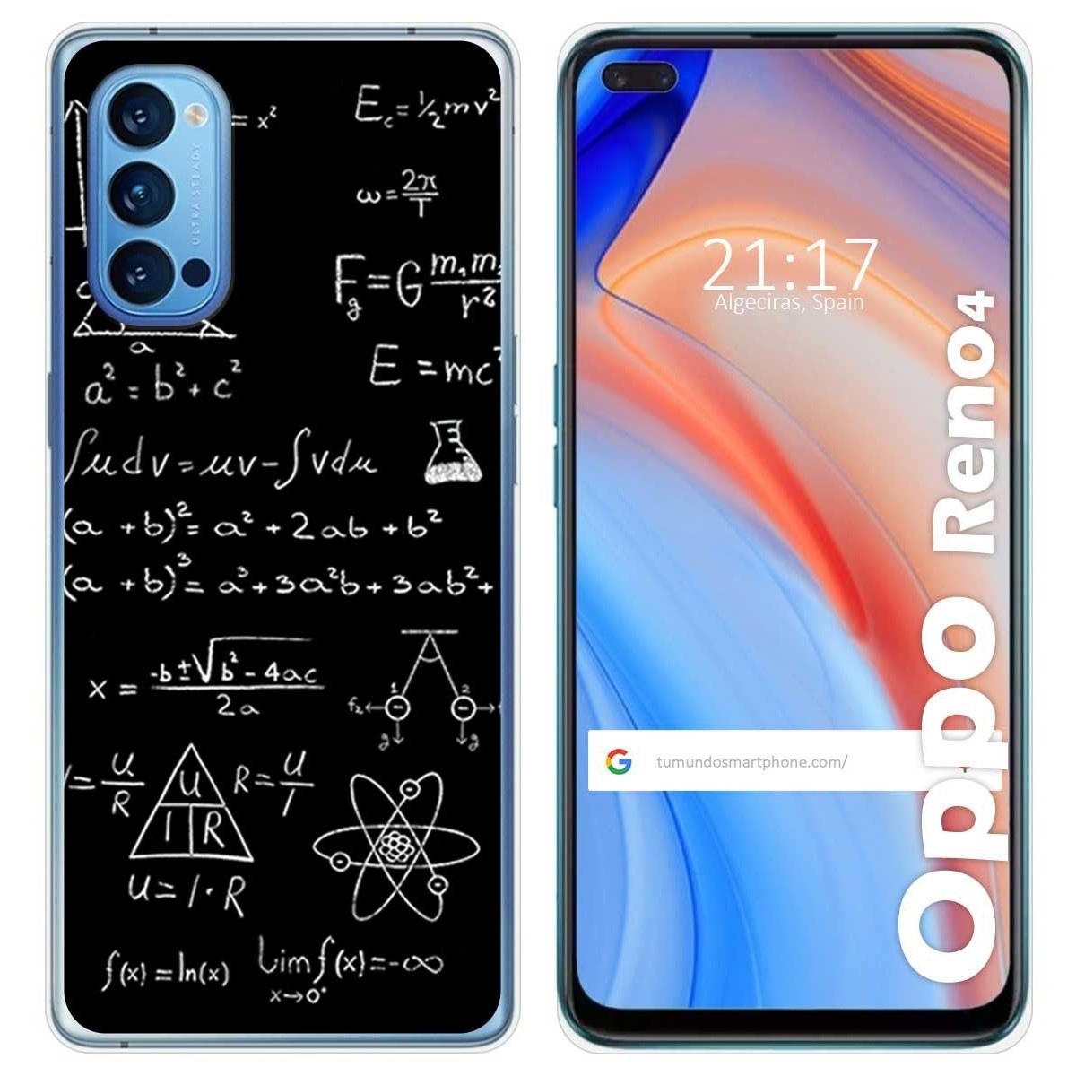 Tumundosmartphone Funda Gel Tpu para Oppo Reno 4 5G diseño Formulas Dibujos