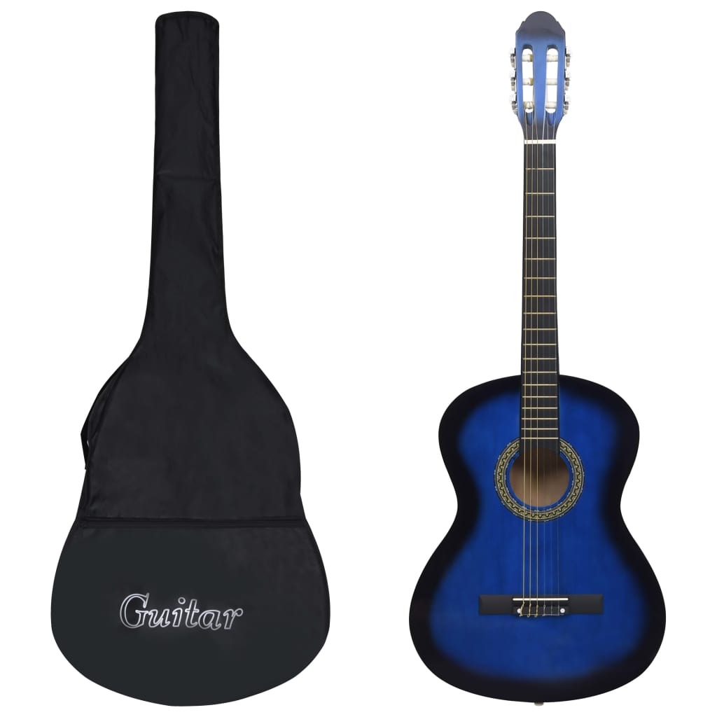 vidaXL Set de Guitarra Clásica para Principiante 12 Plazas 4/4 39" InstrumentoP Color Azul,  Negro,  Marrón oscuro y mas